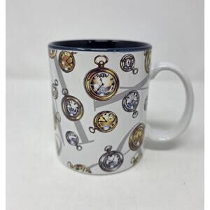 Vintage Coffee Mug with Pocket Watch Motif Otagiri